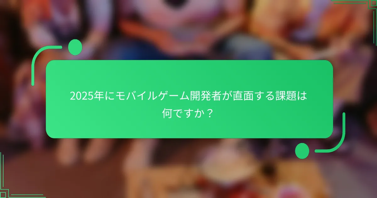 2025年にモバイルゲーム開発者が直面する課題は何ですか?