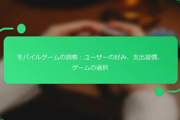 モバイルゲームの洞察:ユーザーの好み、支出習慣、ゲームの選択